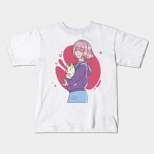 Anime Girl With Dog P Kids T-Shirt